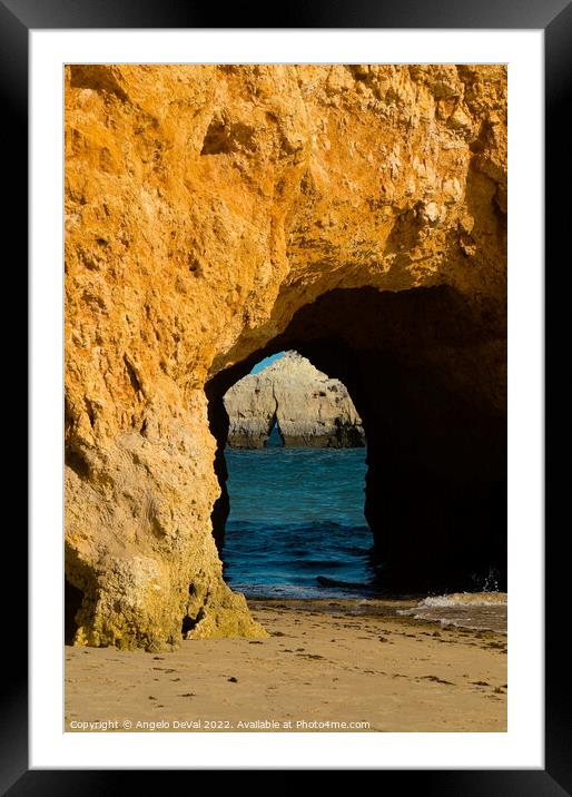 Cave Portal at Three Brothers Beach in Algarve, Portugal Framed Mounted Print by Angelo DeVal