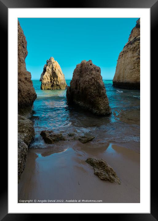 Coming Waves in Three Brothers Beach in Alvor, Algarve Framed Mounted Print by Angelo DeVal