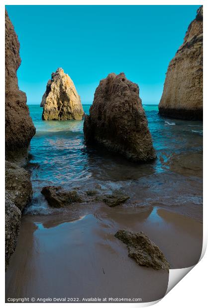 Coming Waves in Three Brothers Beach in Alvor, Algarve Print by Angelo DeVal