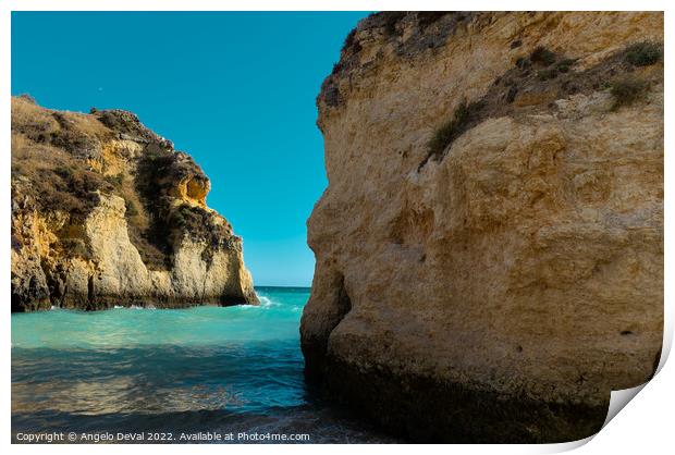 Tres Irmaos Beach Cliffs and Sea in Alvor Print by Angelo DeVal