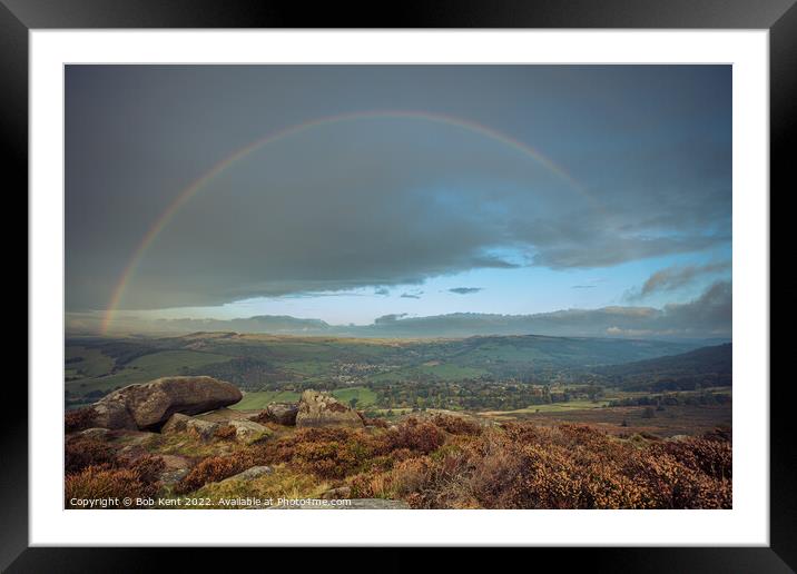 Rainbow Over Curbar Framed Mounted Print by Bob Kent