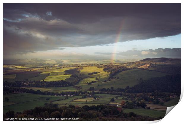 Rainbow in the Peak District Print by Bob Kent