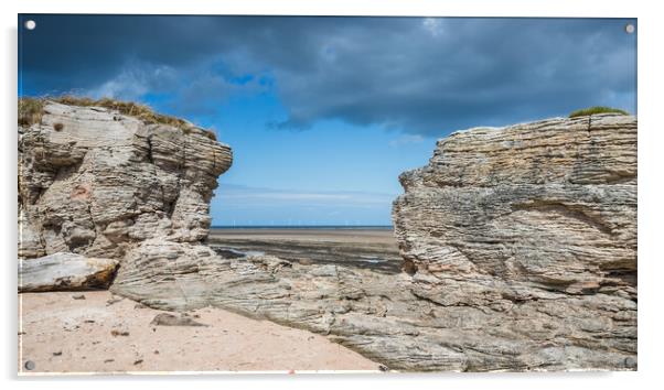 Rock window formation at Hilbre Island Acrylic by Jason Wells