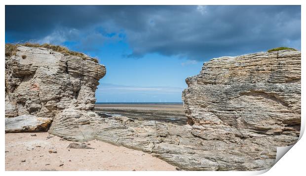 Rock window formation at Hilbre Island Print by Jason Wells