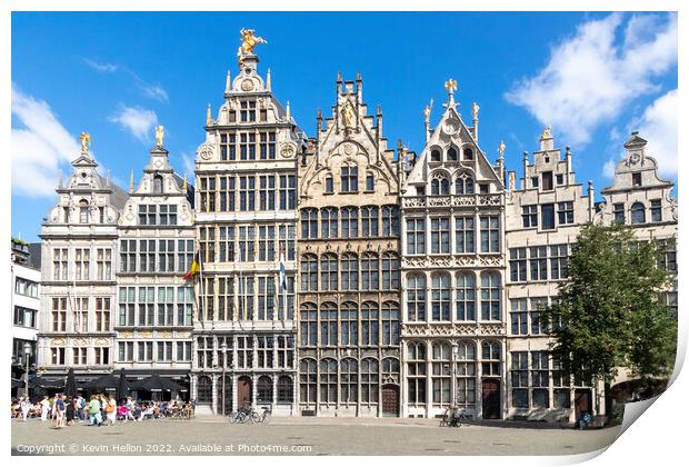 Guild houses in the Grote Markt, Antwerp, Belgium Print by Kevin Hellon