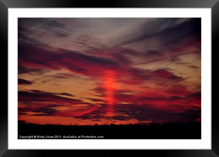 Sun Pillar Sunset Framed Mounted Print by Nicky Vines