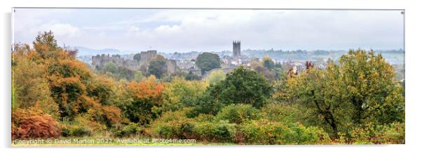 Ludlow Castle and St Laurence Church from Whitcliffe viewpoint in the autumn Acrylic by David Morton