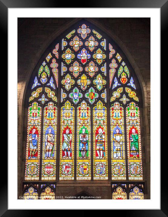 St Laurence Church Ludlow Stained Glass Window Framed Mounted Print by David Morton