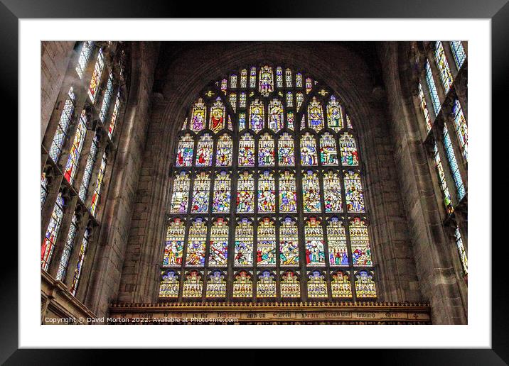 St Laurence Church Ludlow East Stained Glass Window Framed Mounted Print by David Morton