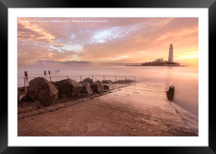 St Mary's Lighthouse Framed Mounted Print by John-paul Phillippe