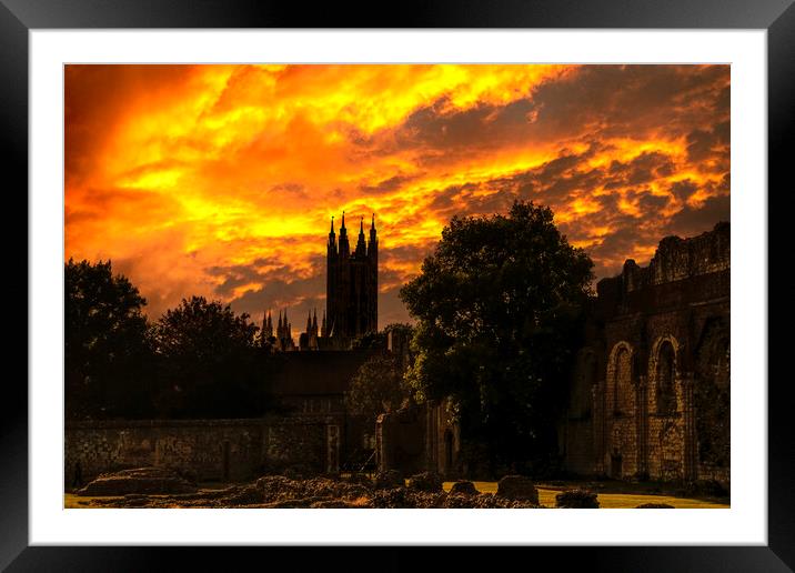 Canterbury Cathedral Sunset Framed Mounted Print by John B Walker LRPS