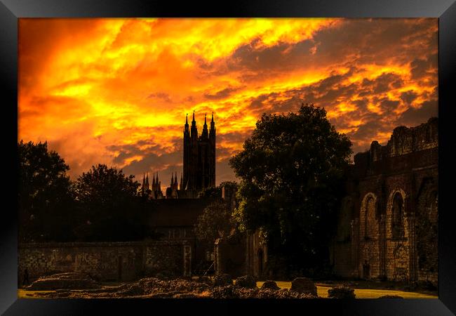 Canterbury Cathedral Sunset Framed Print by John B Walker LRPS