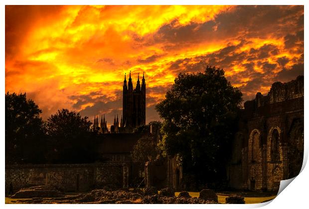 Canterbury Cathedral Sunset Print by John B Walker LRPS