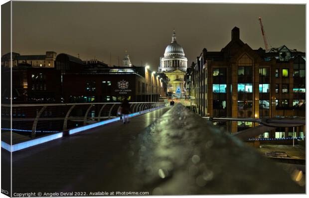 Millennium bridge and St Pauls Cathedral view in London Canvas Print by Angelo DeVal