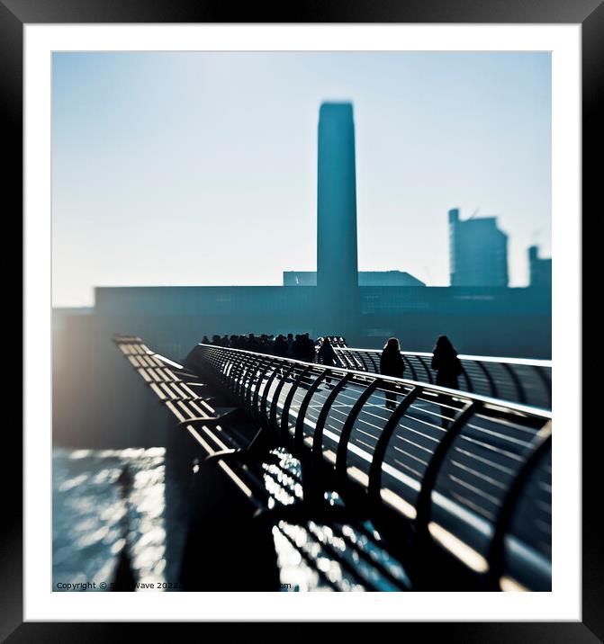 People on Millenium Bridge in London Framed Mounted Print by Simo Wave