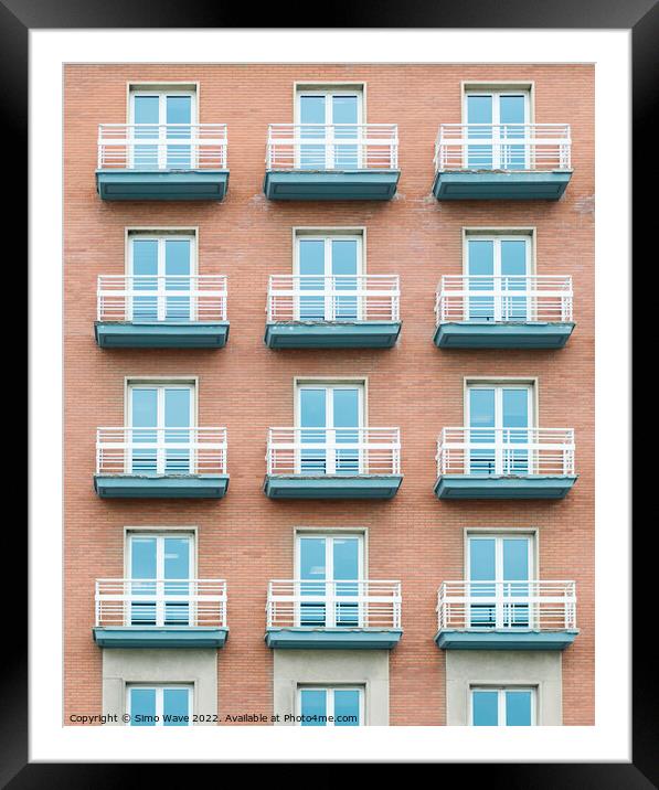 Window and balcony pattern Framed Mounted Print by Simo Wave