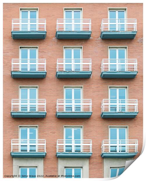 Window and balcony pattern Print by Simo Wave