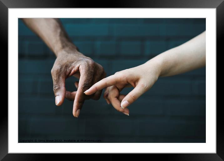 Hands touching together Framed Mounted Print by Simo Wave