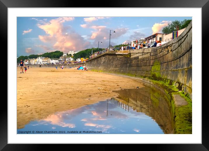Filey Beach Reflection Framed Mounted Print by Alison Chambers