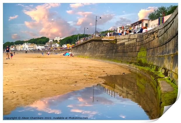 Filey Beach Reflection Print by Alison Chambers