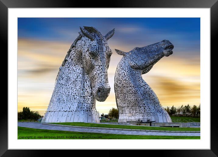The Kelpies Framed Mounted Print by Alan Simpson
