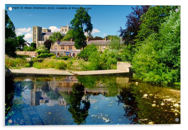 Ripon Cathedral From River Skell Acrylic by Alison Chambers