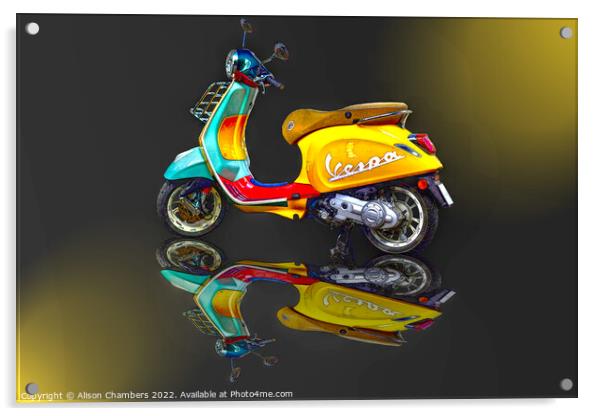 Vespa Scooter Reflection Acrylic by Alison Chambers