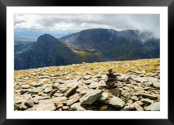 Tryfan and Glyders from Pen yr Ole Wen Snowdonia Framed Mounted Print by Pearl Bucknall
