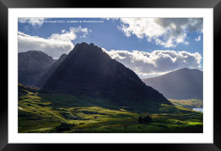 Moody Tryfan Mountain Ogwen Snowdonia Framed Mounted Print by Pearl Bucknall