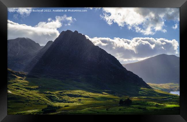 Moody Tryfan Mountain Ogwen Snowdonia Framed Print by Pearl Bucknall