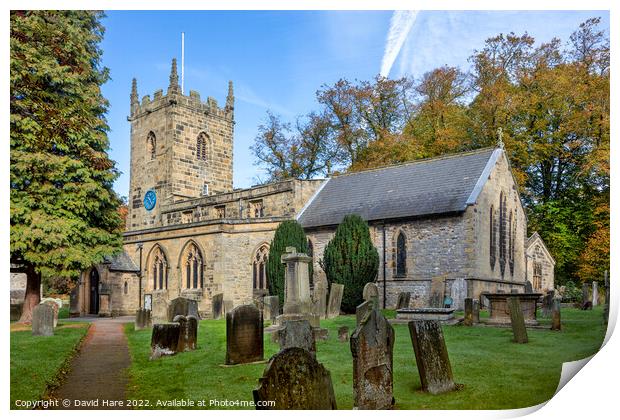 St Lawrence's Church, Eyam. Print by David Hare