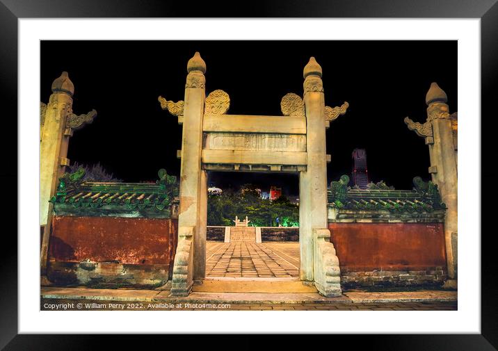 Ancient Altar Circle and Temple of Sun Beijing China Night Framed Mounted Print by William Perry