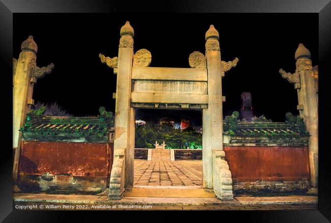 Ancient Altar Circle and Temple of Sun Beijing China Night Framed Print by William Perry
