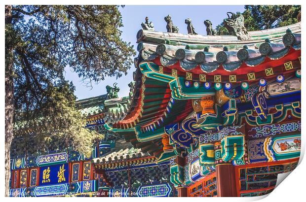 Beihai Temple Buildings Beijing China Print by William Perry