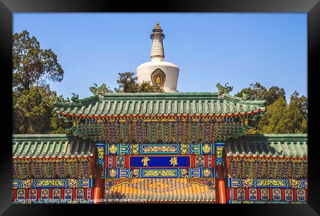 Cloud Gate Stupa Beihai Park Beijing China Framed Print by William Perry