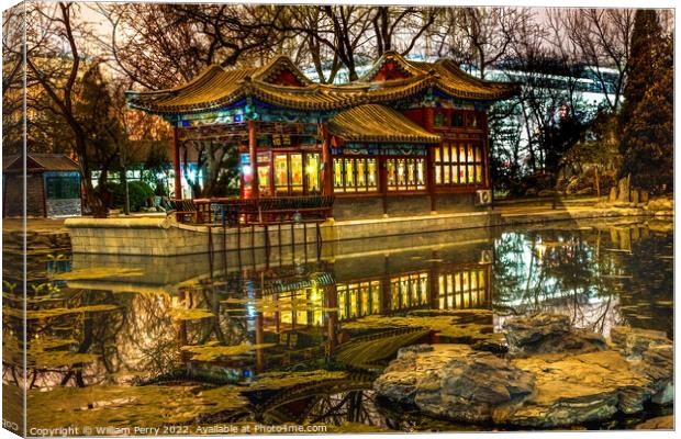 Stone Boat Temple of Sun Pond Reflection Beijing China Canvas Print by William Perry