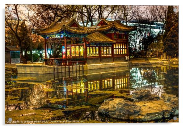 Stone Boat Temple of Sun Pond Reflection Beijing China Acrylic by William Perry
