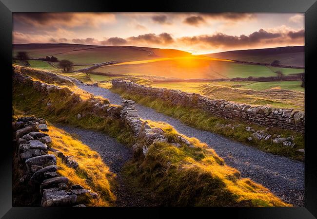 Yorkshire Dales At Sun Set Framed Print by Adam Kelly