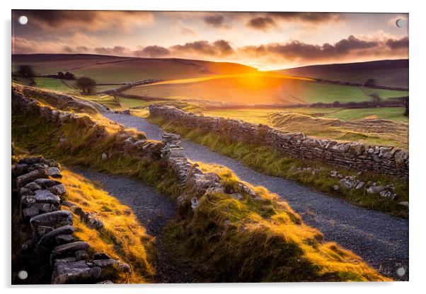 Yorkshire Dales At Sun Set Acrylic by Adam Kelly