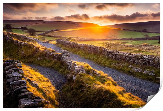 Yorkshire Dales At Sun Set Print by Adam Kelly