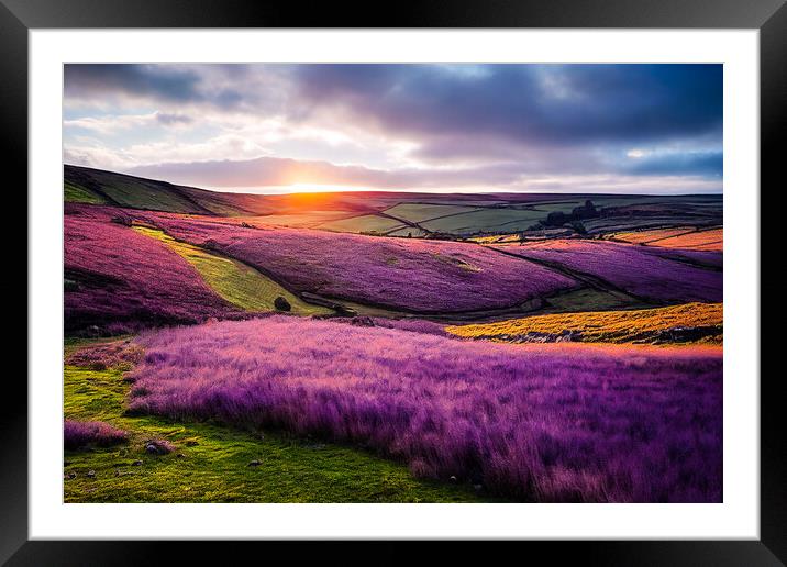 Heather on The Hills, Yorkshire Dales Framed Mounted Print by Adam Kelly
