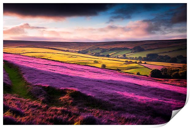 Purple Heather of The Yorkshire Dales Print by Adam Kelly