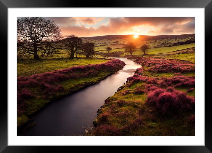 Sunset on a Creek, Yorkshire Dales Framed Mounted Print by Adam Kelly