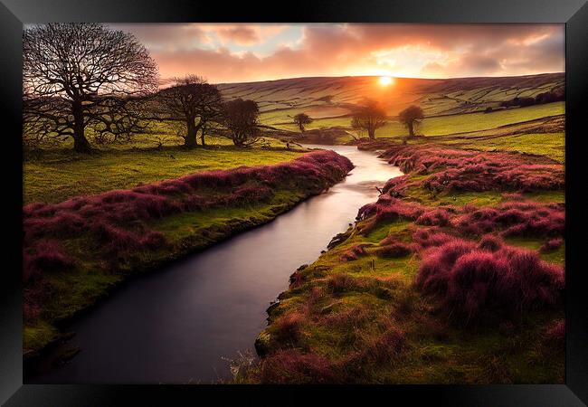 Sunset on a Creek, Yorkshire Dales Framed Print by Adam Kelly