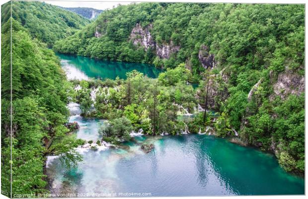 Waterfall cascade in Plitvice Lakes Park, Croatia Canvas Print by Maria Vonotna