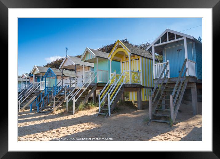 Wells next the Sea Colourful beach huts Framed Mounted Print by Richard O'Donoghue