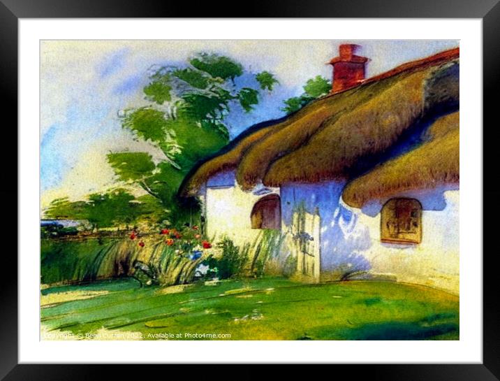 A Quaint Thatched Cottage in the Countryside Framed Mounted Print by Beryl Curran