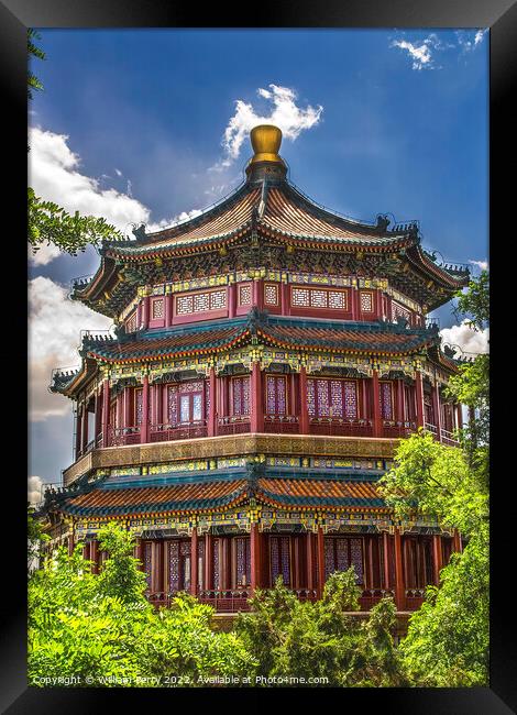 Longevity Hill Tower Summer Palace Beijing China Framed Print by William Perry