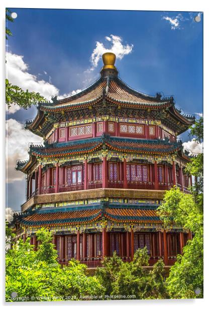 Longevity Hill Tower Summer Palace Beijing China Acrylic by William Perry