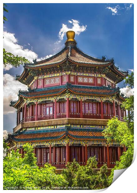 Longevity Hill Tower Summer Palace Beijing China Print by William Perry